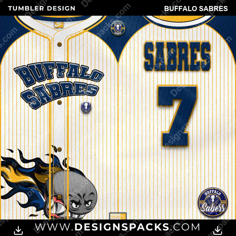 Ice Hockey Team Button-Up Jersey Buffalo Sabres NHL Hockey Tumbler Digital Wrap Design Download