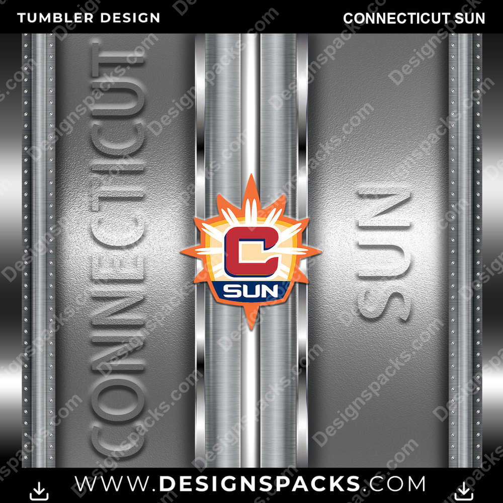 Basketball Metallic Connecticut Sun Tumbler Digital Wrap Design