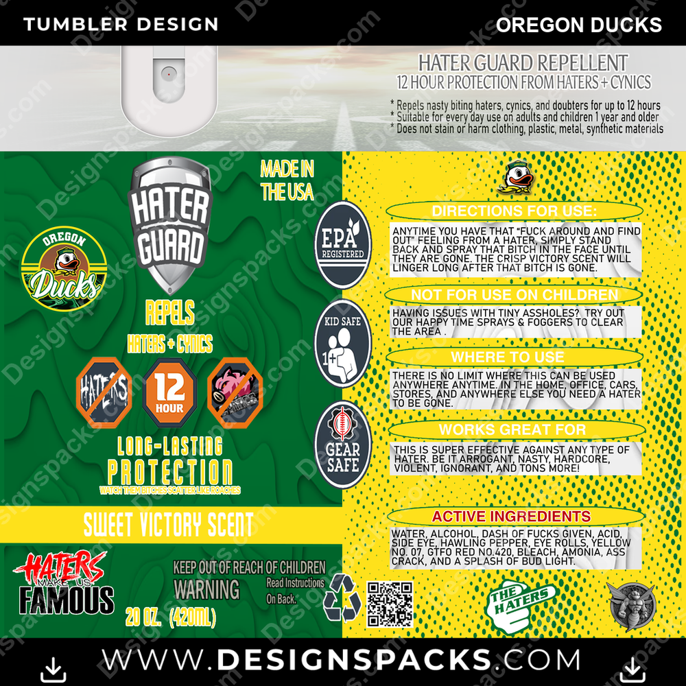 College Sport Hater Guard Oregon Ducks NCAA College Sport Tumbler Digital Wrap Design Download