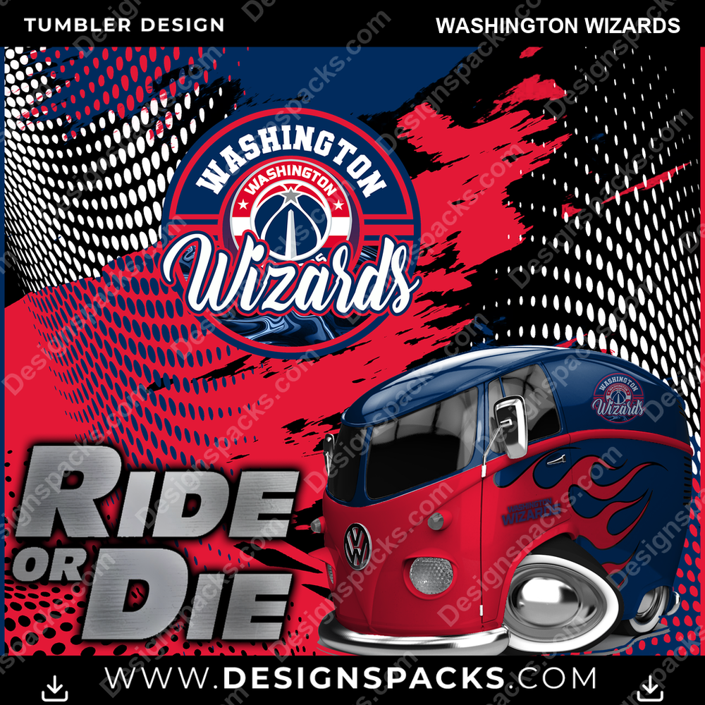 Basketball Ride or Die Washington Wizards Tumbler Digital Wrap Design