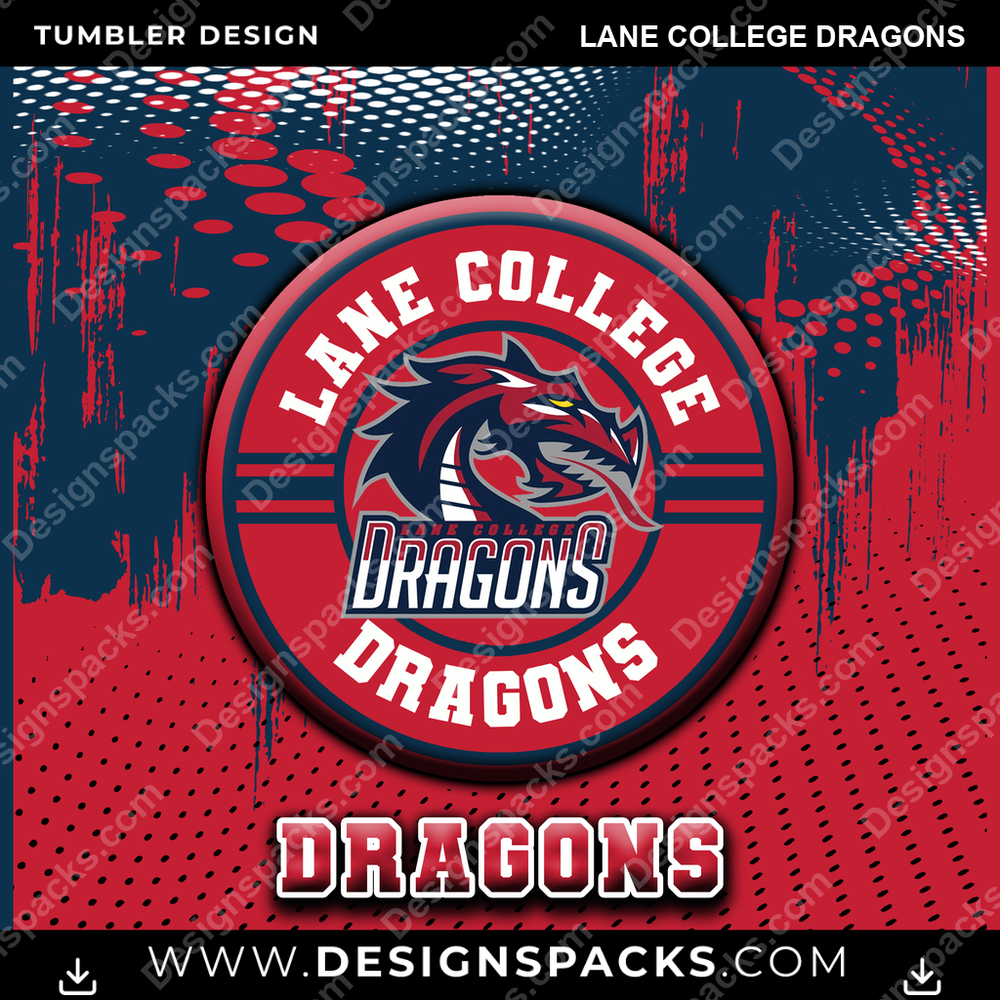 College Sport Dot Logo Lane College Dragons NCAA College Sport Tumbler Digital Wrap Design Download