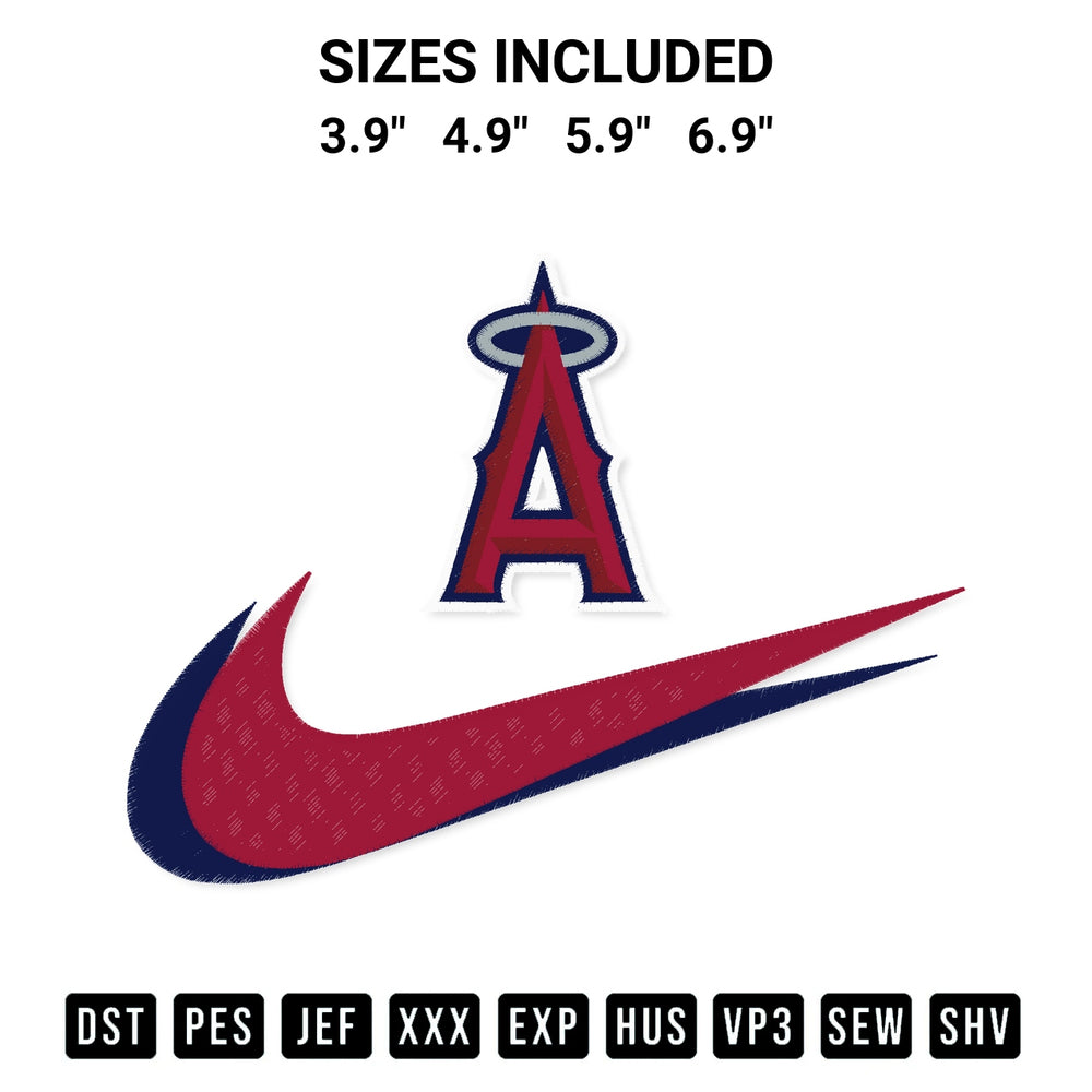 Create amazing crafts with the Los Angeles Angels Swoosh Embroidery Design embroidery file. High-quality digital download from Designspacks.com, perfect for beginners and pros. Available sizes: 3.9", 4.9", 5.9", 6.9".