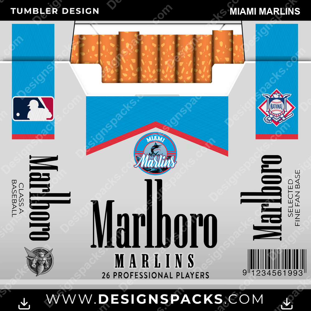 Baseball Marlboro Miami Marlins Tumbler Digital Wrap Design