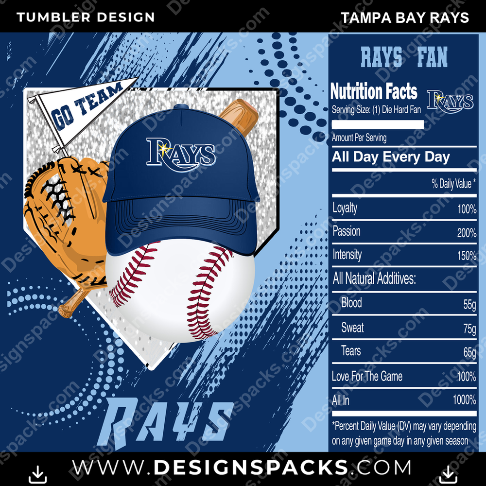 Baseball Team Fan Tampa Bay Rays Tumbler Digital Wrap Design