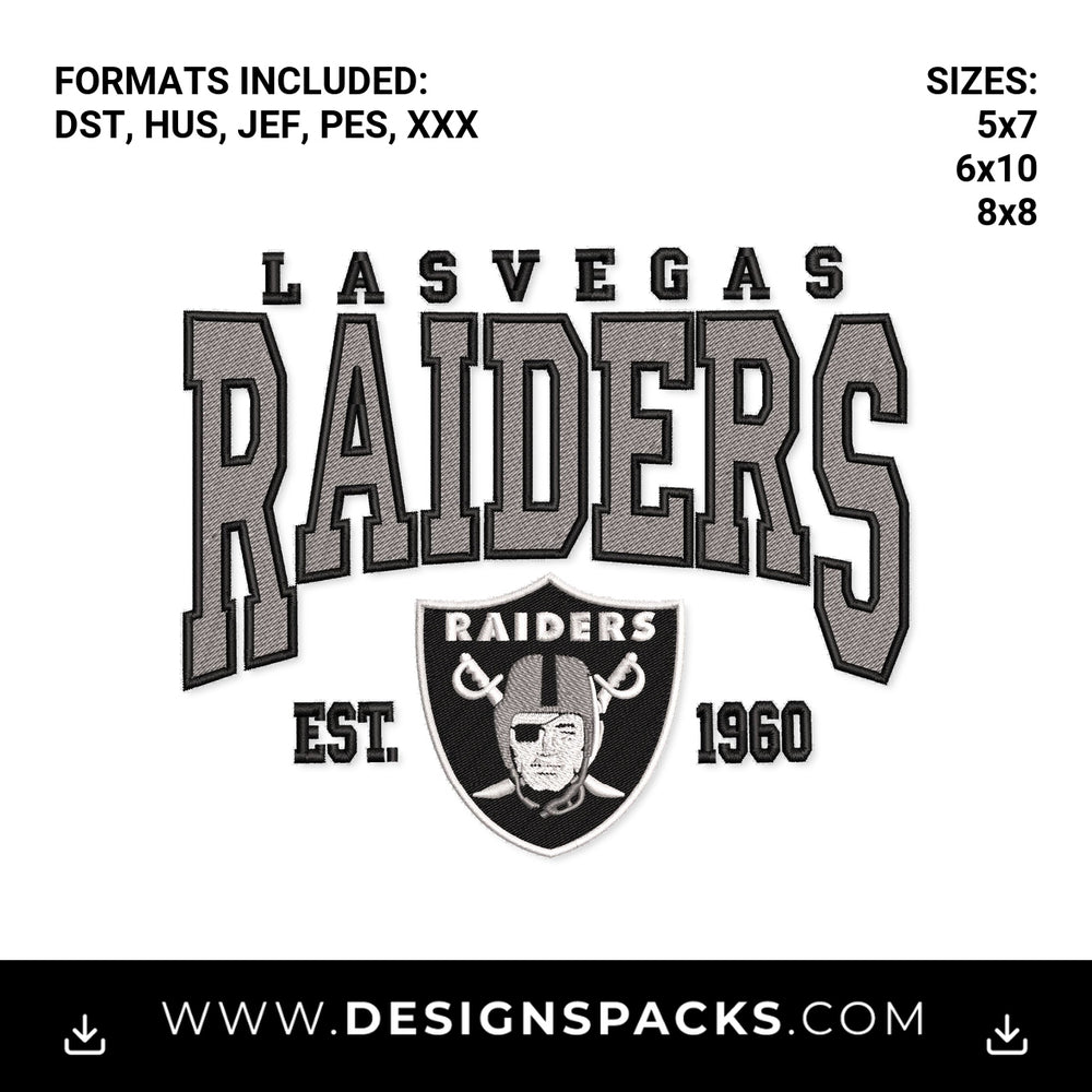 Las Vegas Raiders Est 1960 Football Logo Embroidery Design - Instant digital download pattern at Designspacks.com