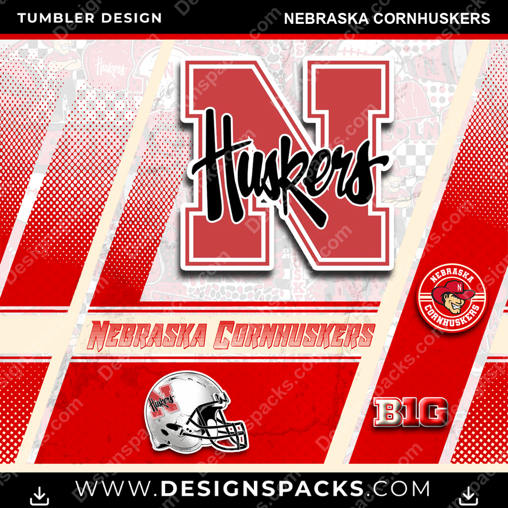 College Sport Sports Nebraska Cornhuskers NCAA College Sport Tumbler Digital Wrap Design Download