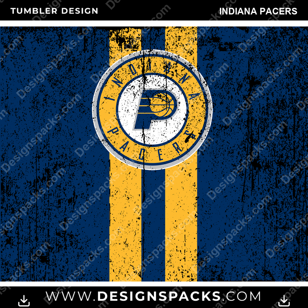 Basketball Grunge Style Indiana Pacers NBA Basketball Tumbler Digital Wrap Design Download