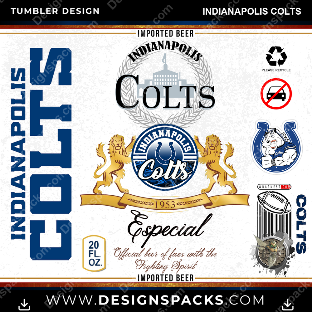 Football Modelo Indianapolis Colts Trinkbecher Digitales Wrap-Design