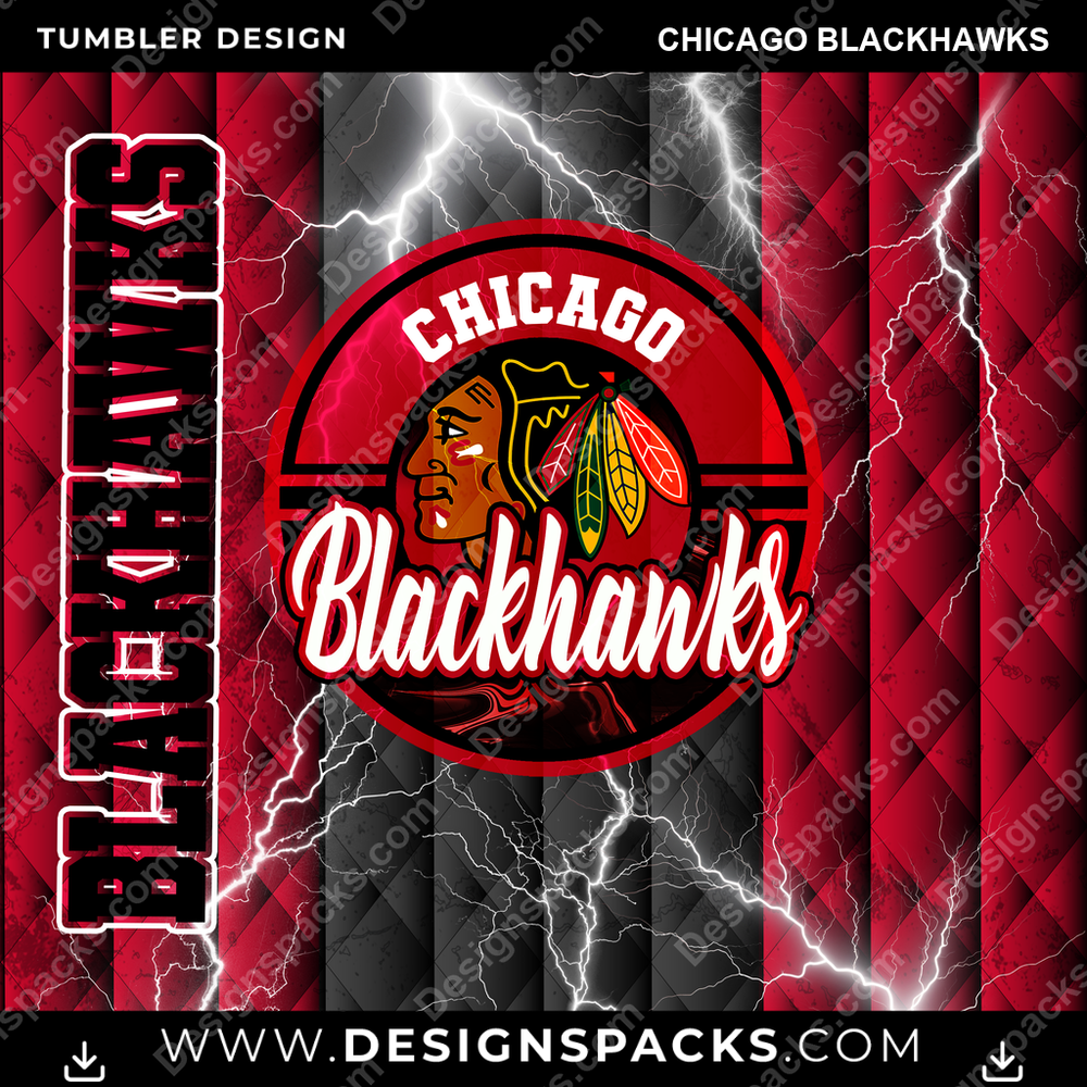Hockey Diamond Chicago Blackhawks Tumbler Digital Wrap Design
