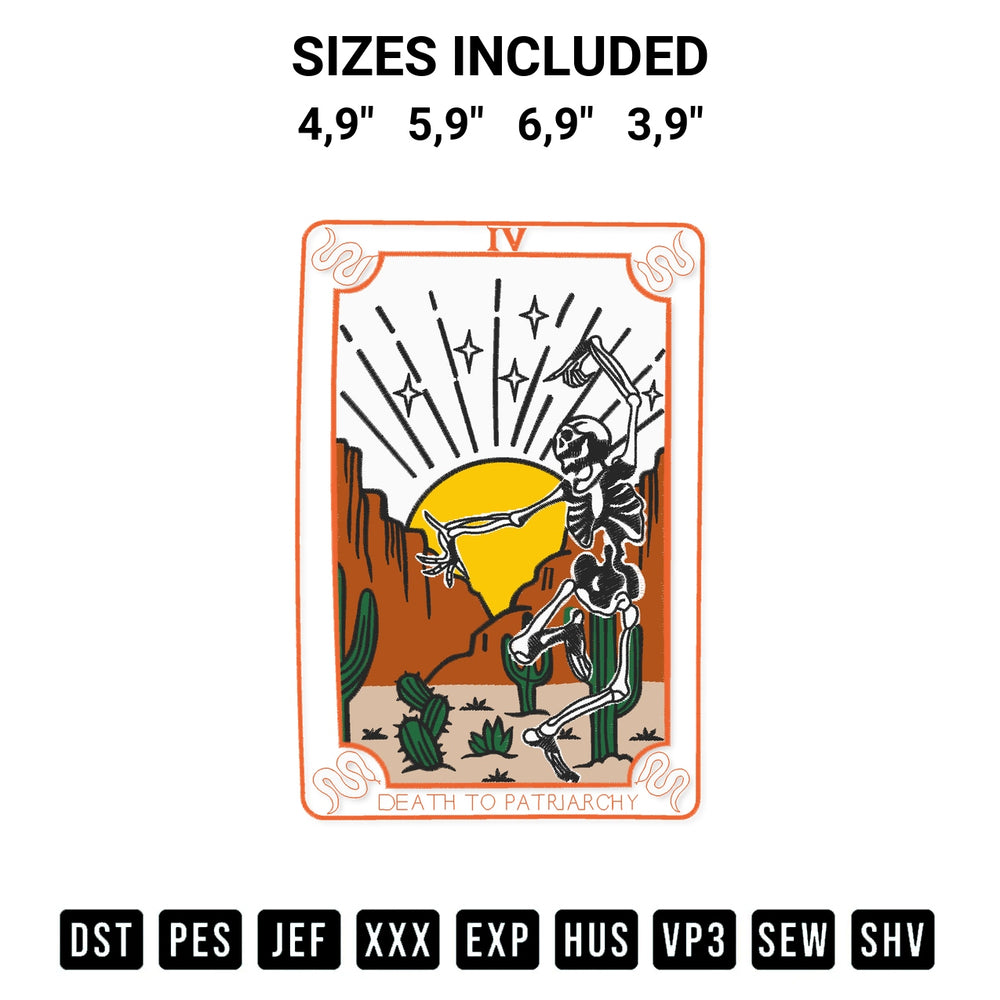 Transform your fabrics with the Death To Patriarchy Logo Embroidery Design embroidery design. Instant access to premium digitized patterns at Designspacks.com. Available sizes: 4,9", 5,9", 6,9", 3,9".
