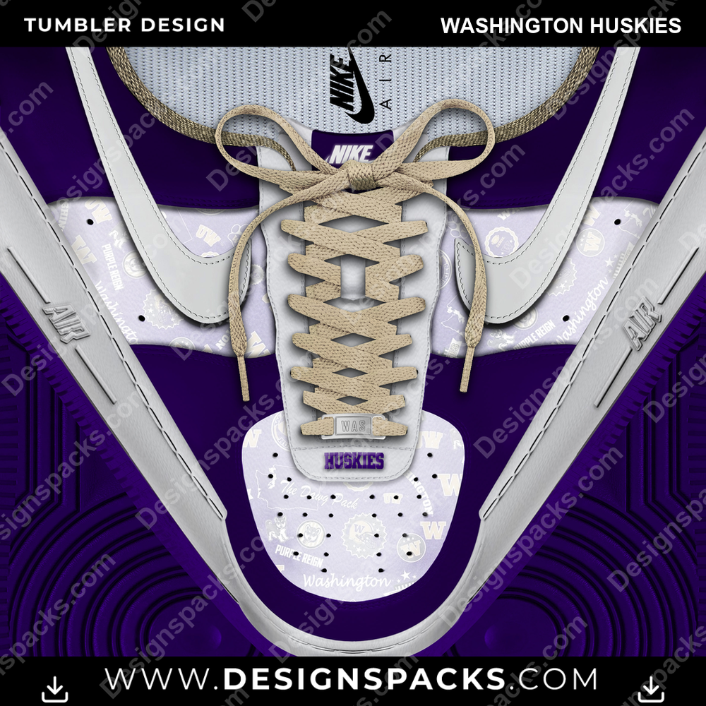 College Sport Nike AF1 Laces Washington Huskies NCAA College Sport Tumbler Digital Wrap Design Download