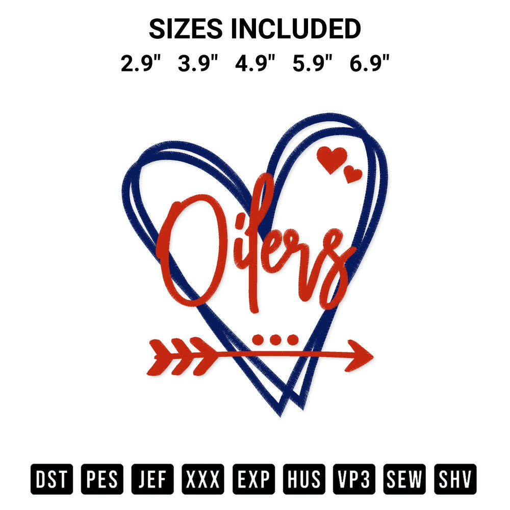Get the Edmonton Oilers Heart Embroidery Design embroidery design for your custom crafts! Premium digitized files available for instant download at Designspacks.com. Available sizes: 2.9", 3.9", 4.9", 5.9", 6.9".