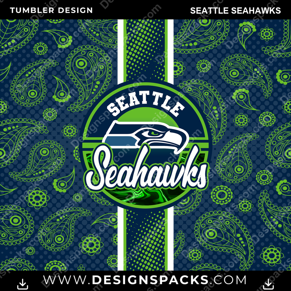 Football Handkerchief Seattle Seahawks NFL Football Tumbler Digital Wrap Design Download