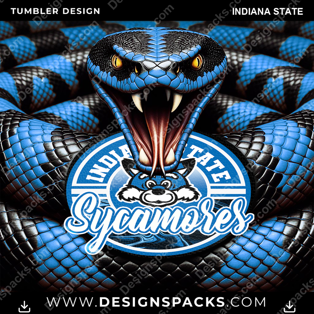 College Sport Rattle Snake Indiana State NCAA College Sport Tumbler Digital Wrap Design Download