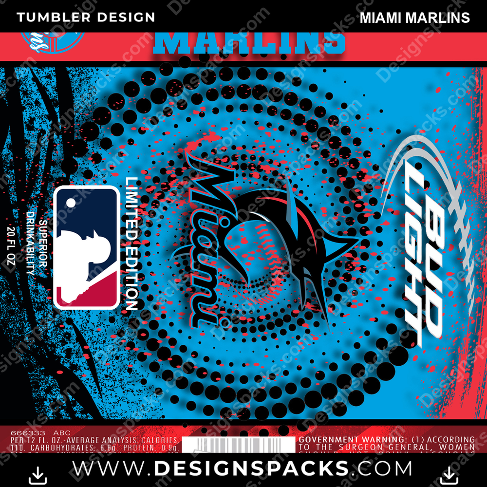 Envoltura digital para vaso de béisbol Miami Marlins