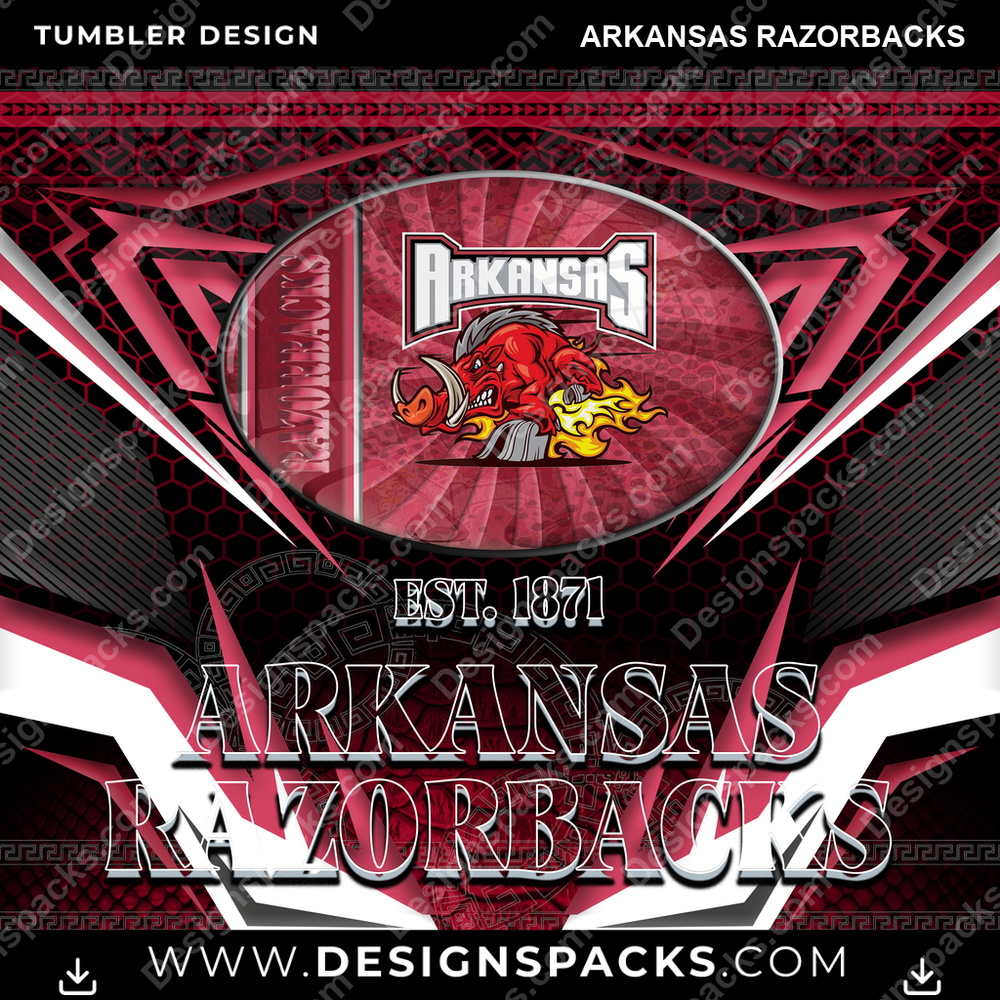 College Sport Tribal Arkansas Razorbacks NCAA College Sport Tumbler Digital Wrap Design Download