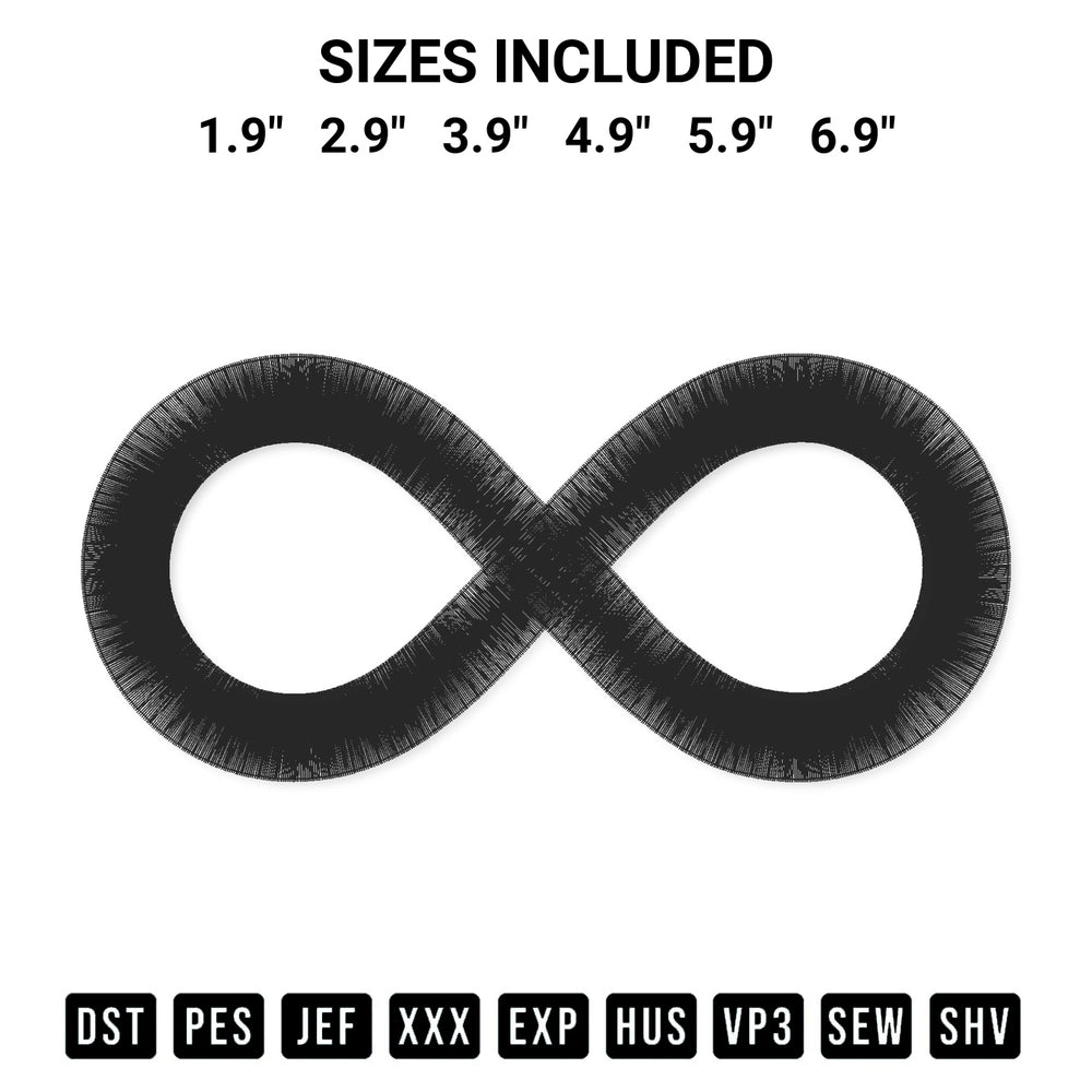 Discover the perfect addition to your crafting collection: Infinity Symbol Embroidery Design embroidery file. Instantly available at Designspacks.com. Available sizes: 1.9", 2.9", 3.9", 4.9", 5.9", 6.9".