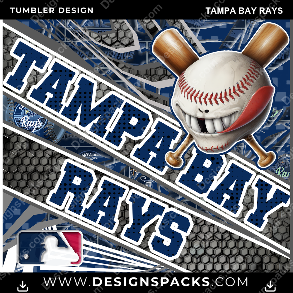 Baseball Angry Sports Tampa Bay Rays MLB Baseball Tumbler Digital Wrap Design Download