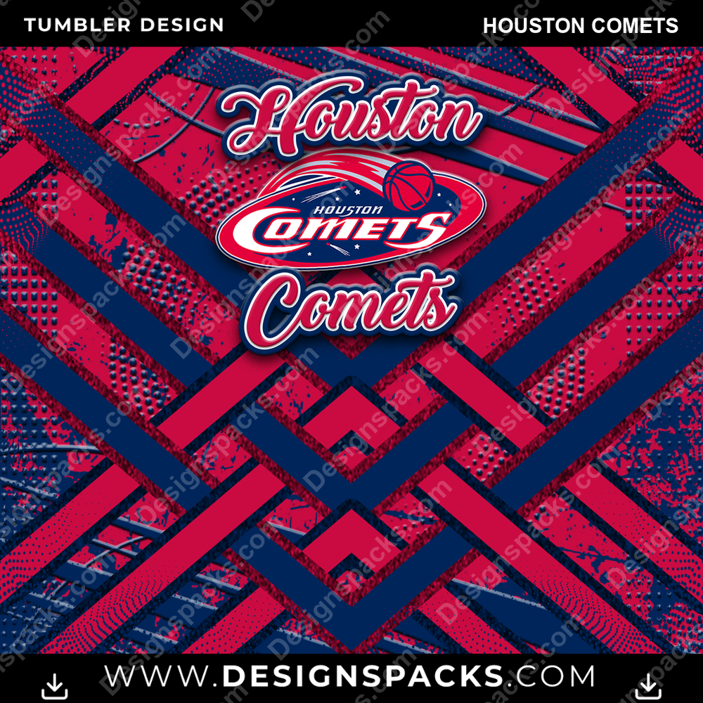 Basketball Glitter Stripe Houston Comets Tumbler Digital Wrap Design