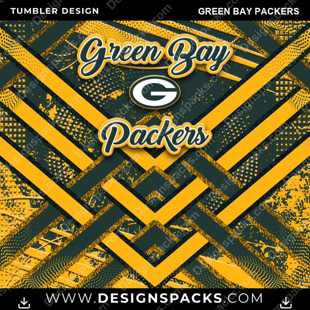 Football Glitter Stripe Green Bay Packers NFL Football Tumbler Digital Wrap Design Download