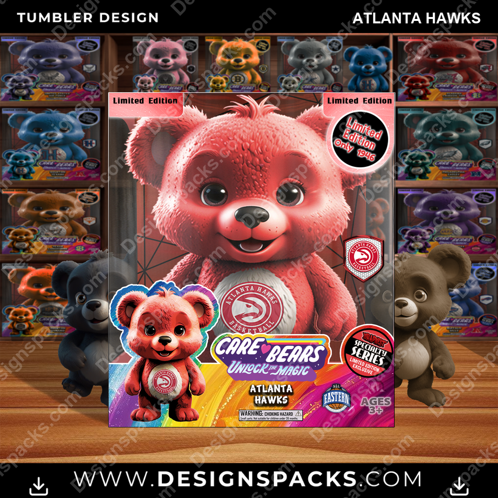 Basketball Care Bear Box Atlanta Hawks Tumbler Digital Wrap Design