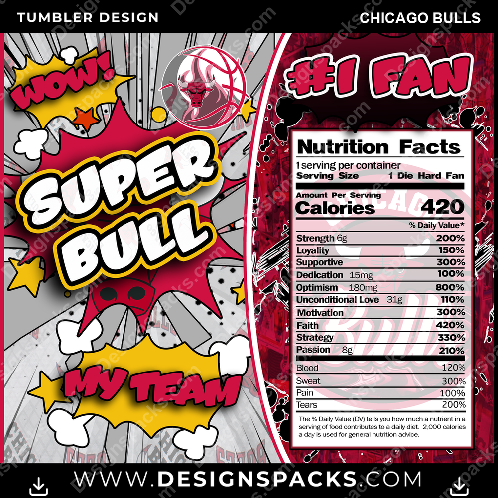 Basketball Super Team Chicago Bulls Tumbler Digital Wrap Design
