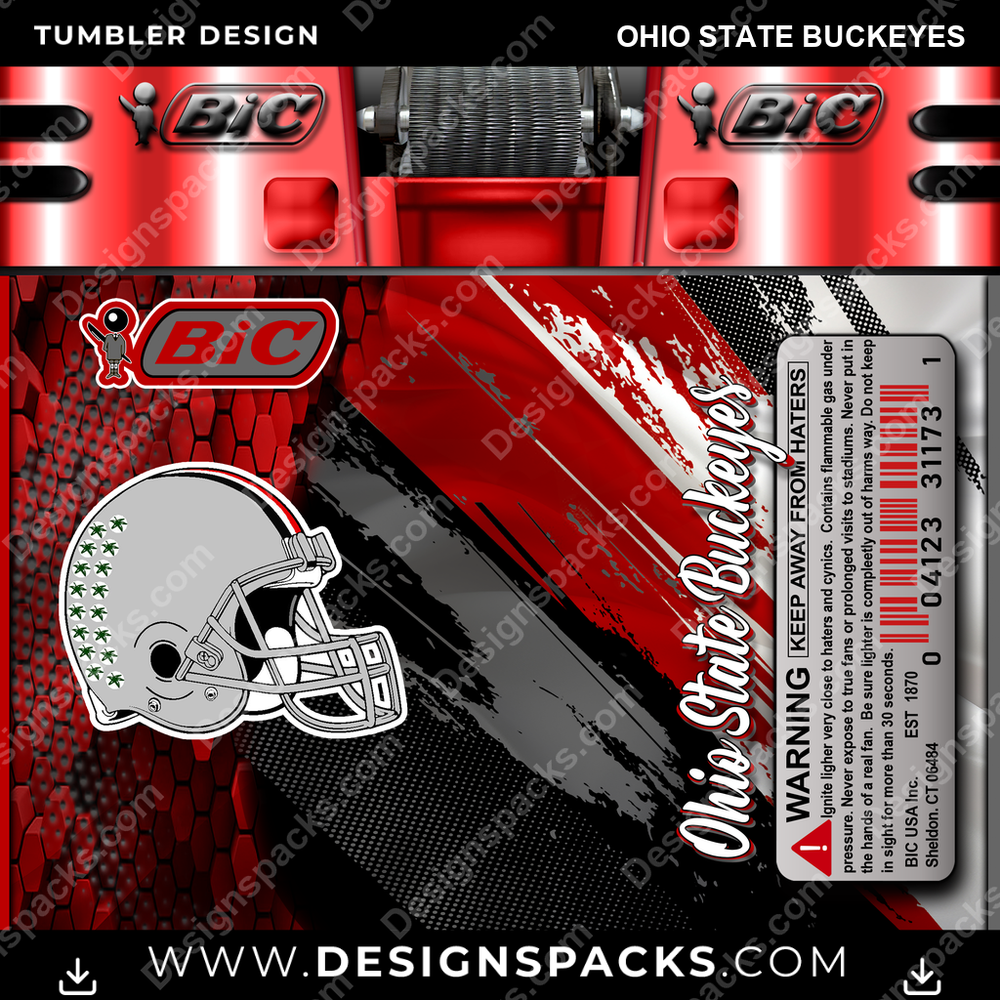 College Sport BIC Lighter Ohio State Buckeyes Tumbler Digital Wrap Design