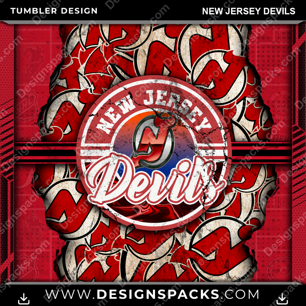Hockey Ripped New Jersey Devils Tumbler Digital Wrap Design