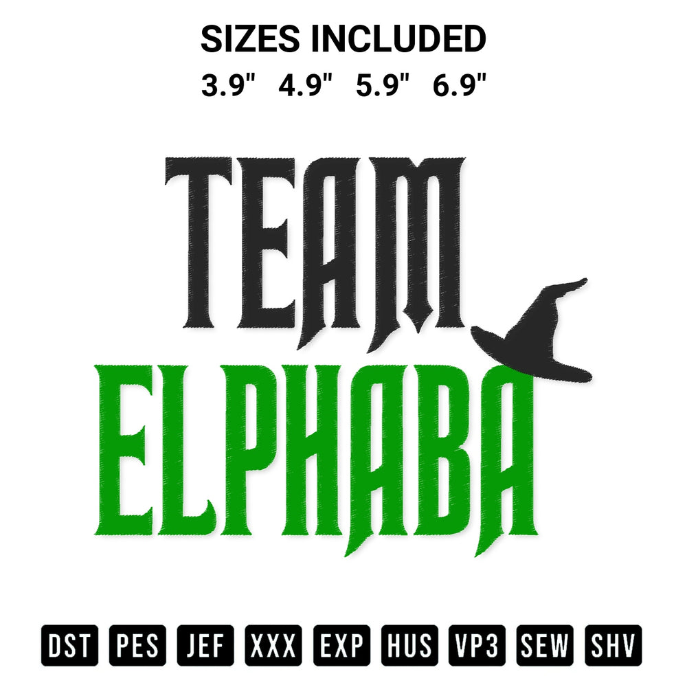 Discover the perfect addition to your crafting collection: Team Elphaba Embroidery Design embroidery file. Instantly available at Designspacks.com. Available sizes: 3.9", 4.9", 5.9", 6.9".
