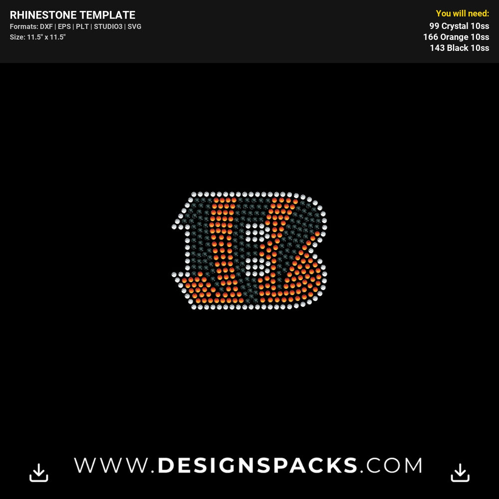 Small Cincinnati Bengals Logo Rhinestone Digital Template