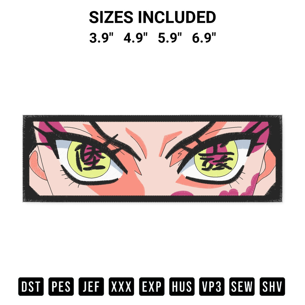 Create amazing crafts with the Daki Eyes Demon Slayer Embroidery Design embroidery file. High-quality digital download from Designspacks.com, perfect for beginners and pros. Available sizes: 3.9", 4.9", 5.9", 6.9".