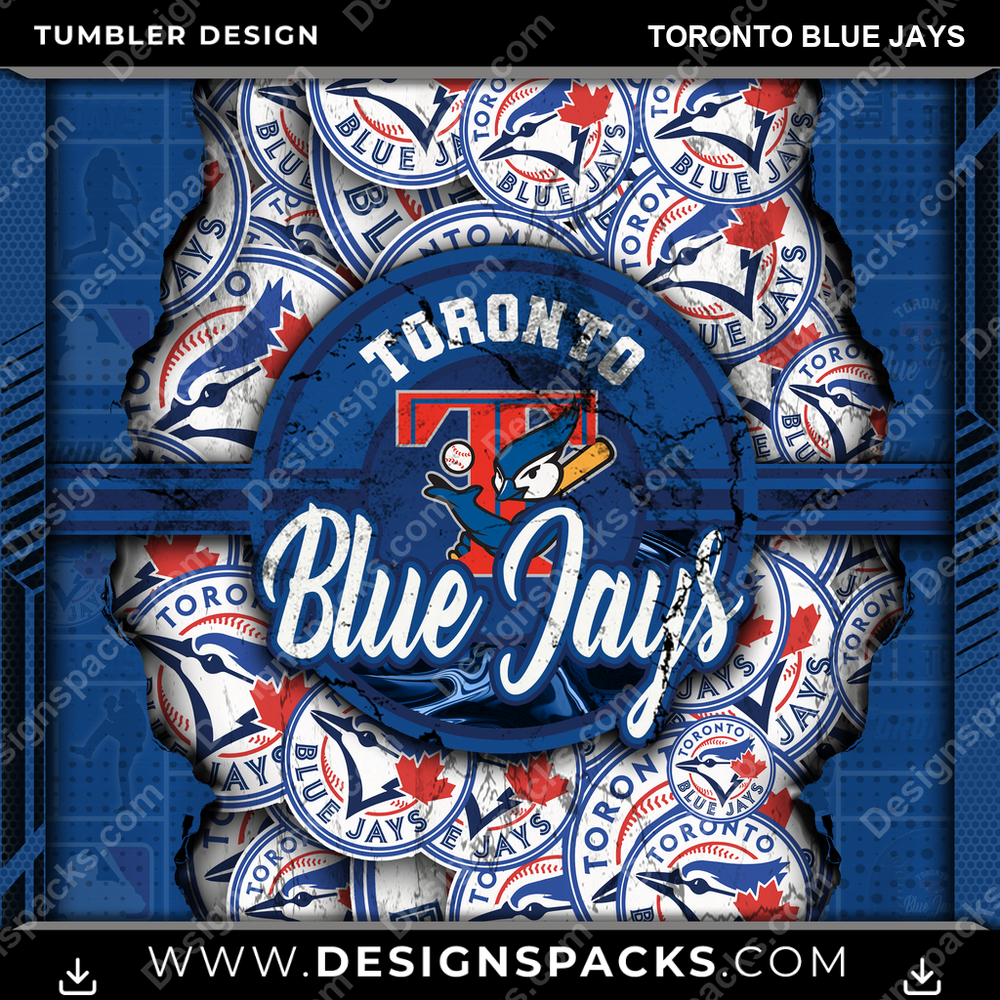 Baseball Ripped Toronto Blue Jays Tumbler Digital Wrap Design