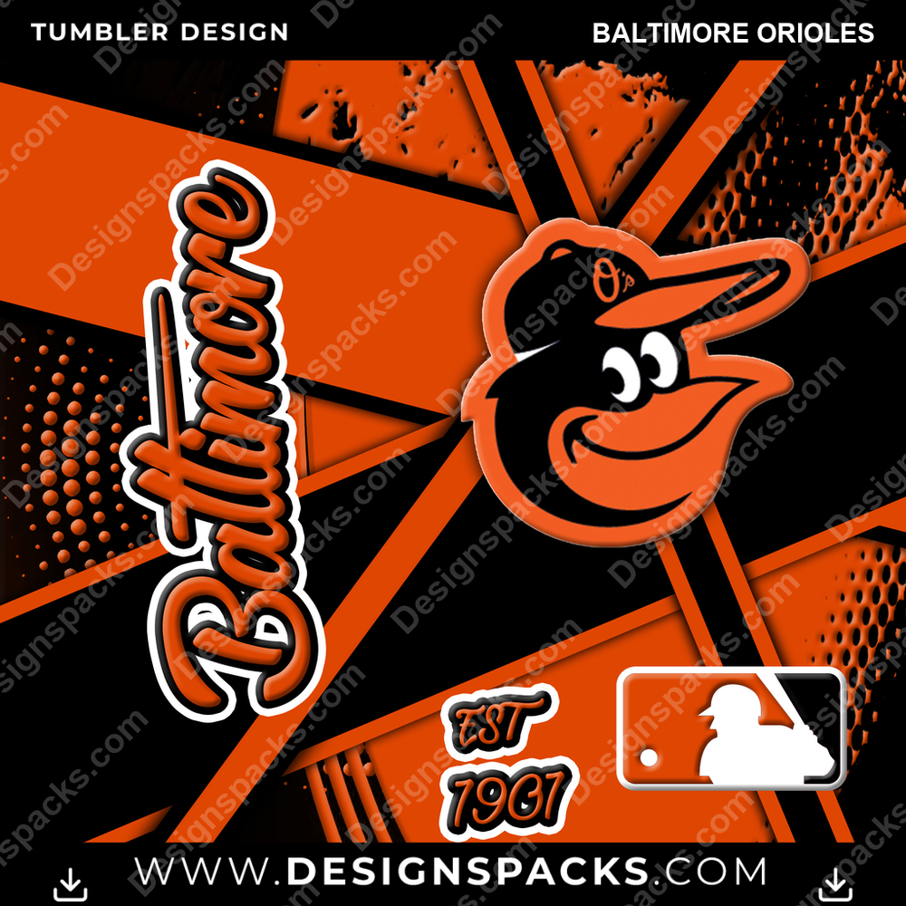 Baseball Team Sport Baltimore Orioles Tumbler Digital Wrap Design