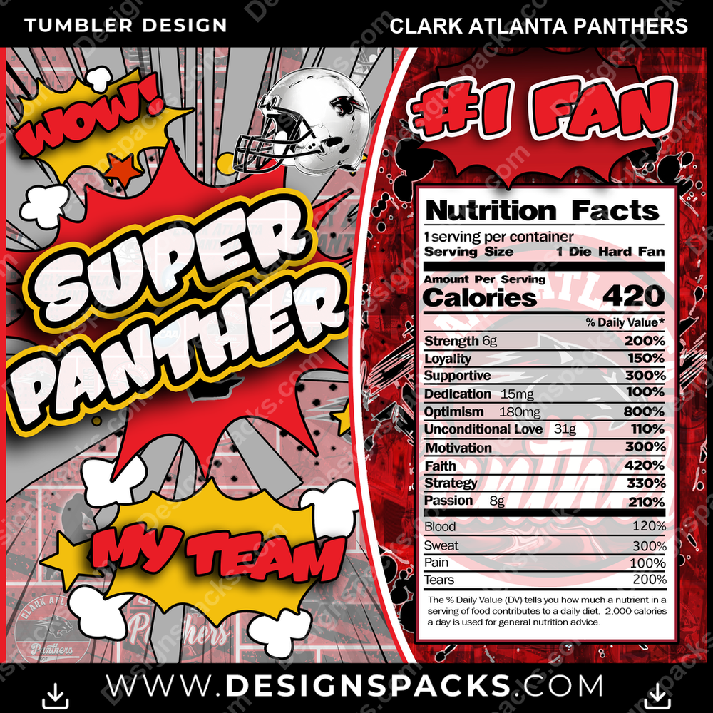 College Sport Super Team Clark Atlanta Panthers NCAA College Sport Tumbler Digital Wrap Design Download