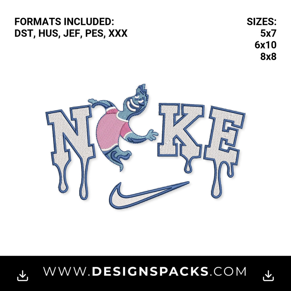 Dripping Nike Cartoon Logo Embroidery Design - Instant digital download pattern at Designspacks.com