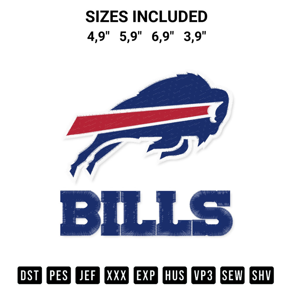 Transform your fabrics with the Buffalo Bills Logo Embroidery Design embroidery design. Instant access to premium digitized patterns at Designspacks.com. Available sizes: 4,9", 5,9", 6,9", 3,9".