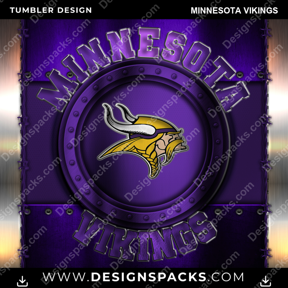 Football Metal Minnesota Vikings NFL Football Tumbler Digital Wrap Design Download
