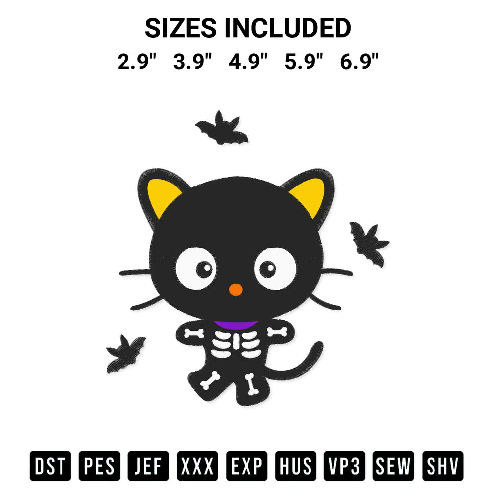 Get the Chococat Skeleton Halloween Embroidery Design embroidery design for your custom crafts! Premium digitized files available for instant download at Designspacks.com. Available sizes: 2.9", 3.9", 4.9", 5.9", 6.9".