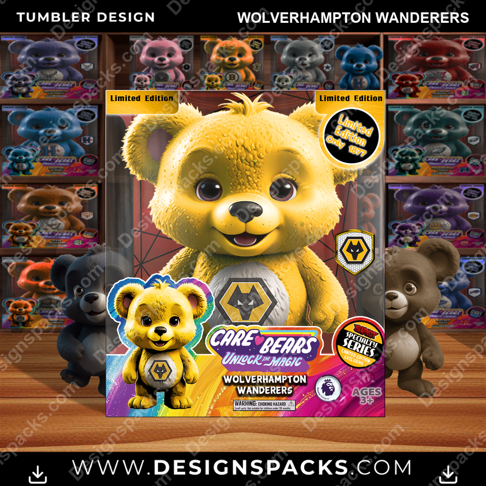 Soccer UK Care Bear Box Wolverhampton Wanderers Tumbler Digital Wrap Design