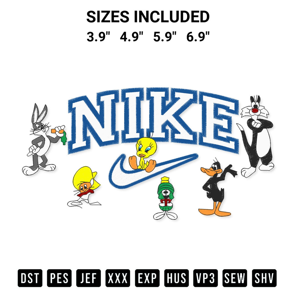 Create amazing crafts with the Nike Looney Tunes Embroidery Design embroidery file. High-quality digital download from Designspacks.com, perfect for beginners and pros. Available sizes: 3.9", 4.9", 5.9", 6.9".