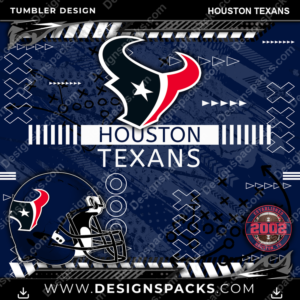 Football Xs & Os Houston Texans NFL Football Tumbler Digital Wrap Design Download