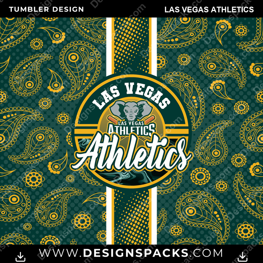 Baseball Handkerchief Las Vegas Athletics MLB Baseball Tumbler Digital Wrap Design Download