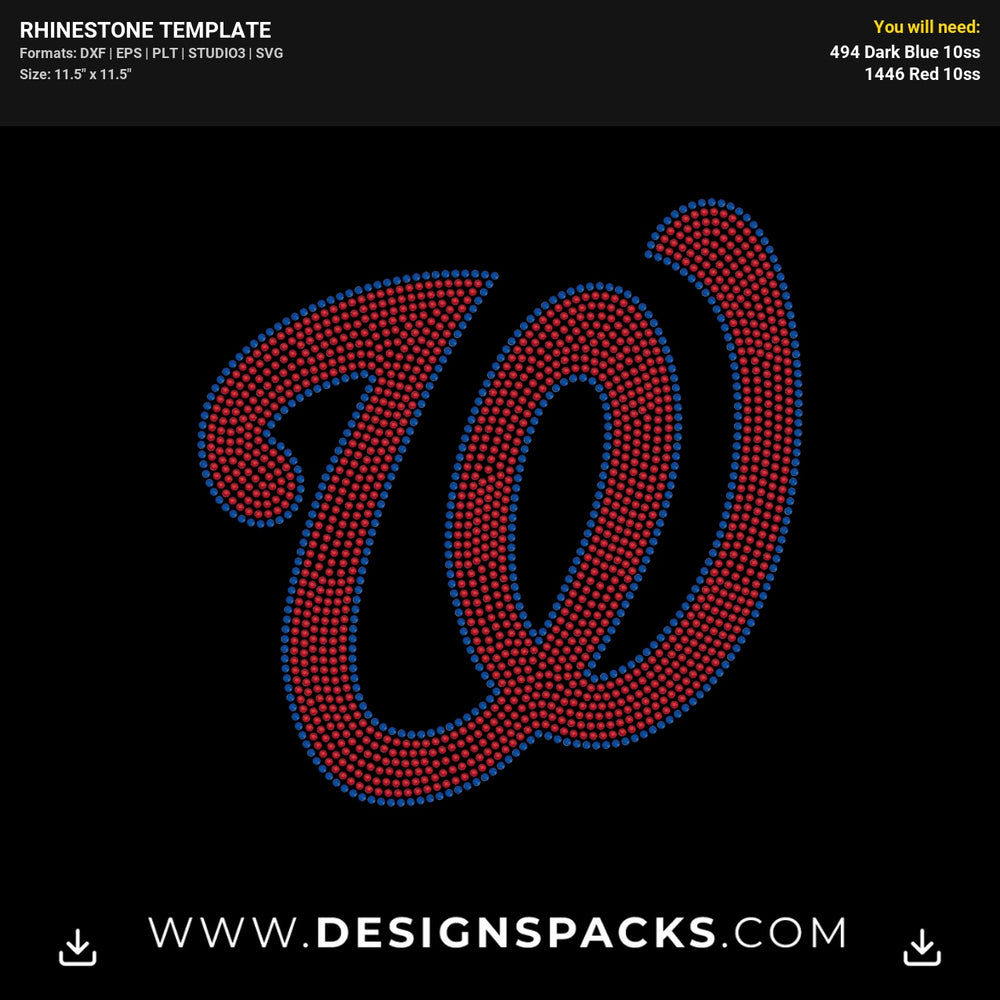 Washington Nationals Baseball Rhinestone Digital Template