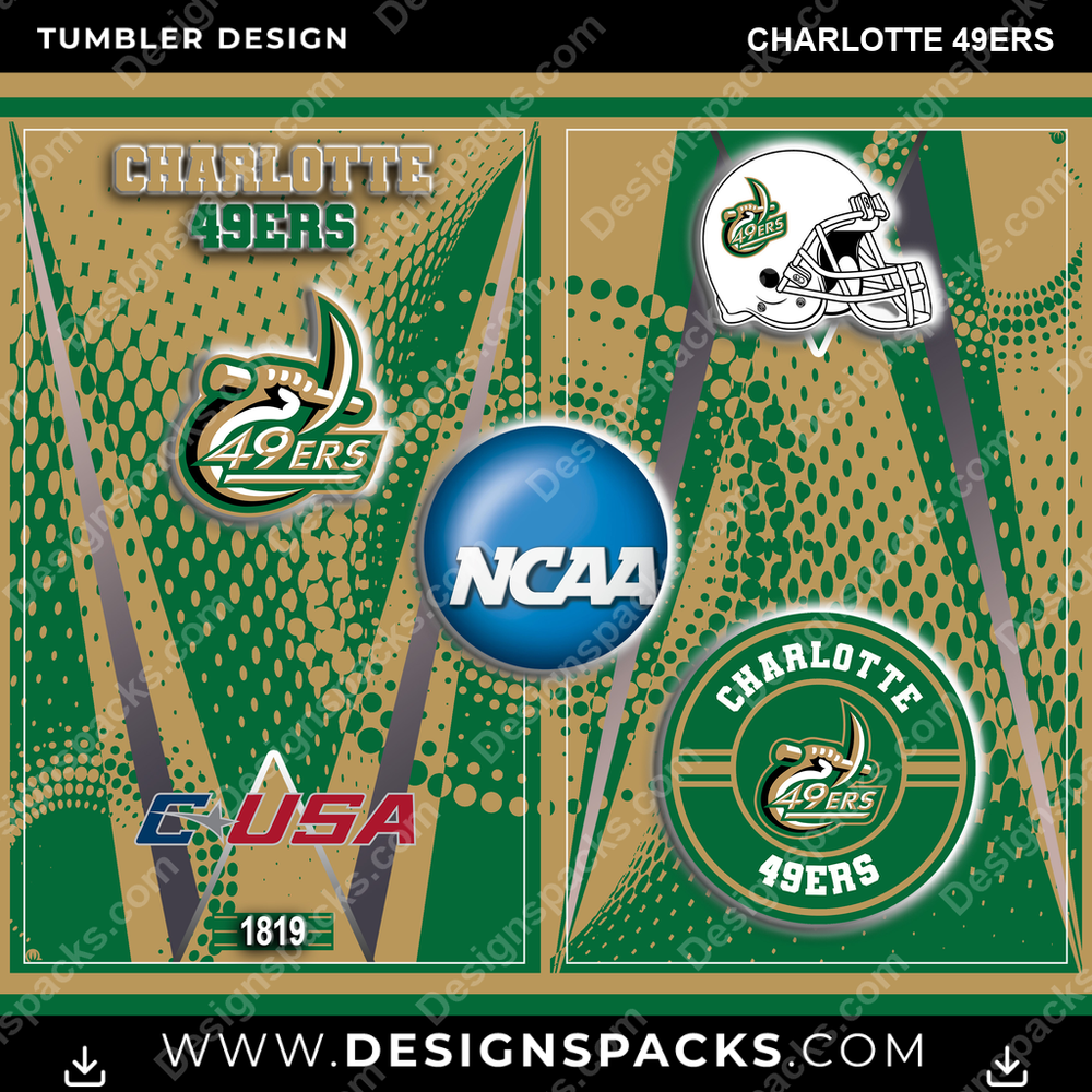 College Sport Team Logo Charlotte 49Ers NCAA College Sport Tumbler Digital Wrap Design Download