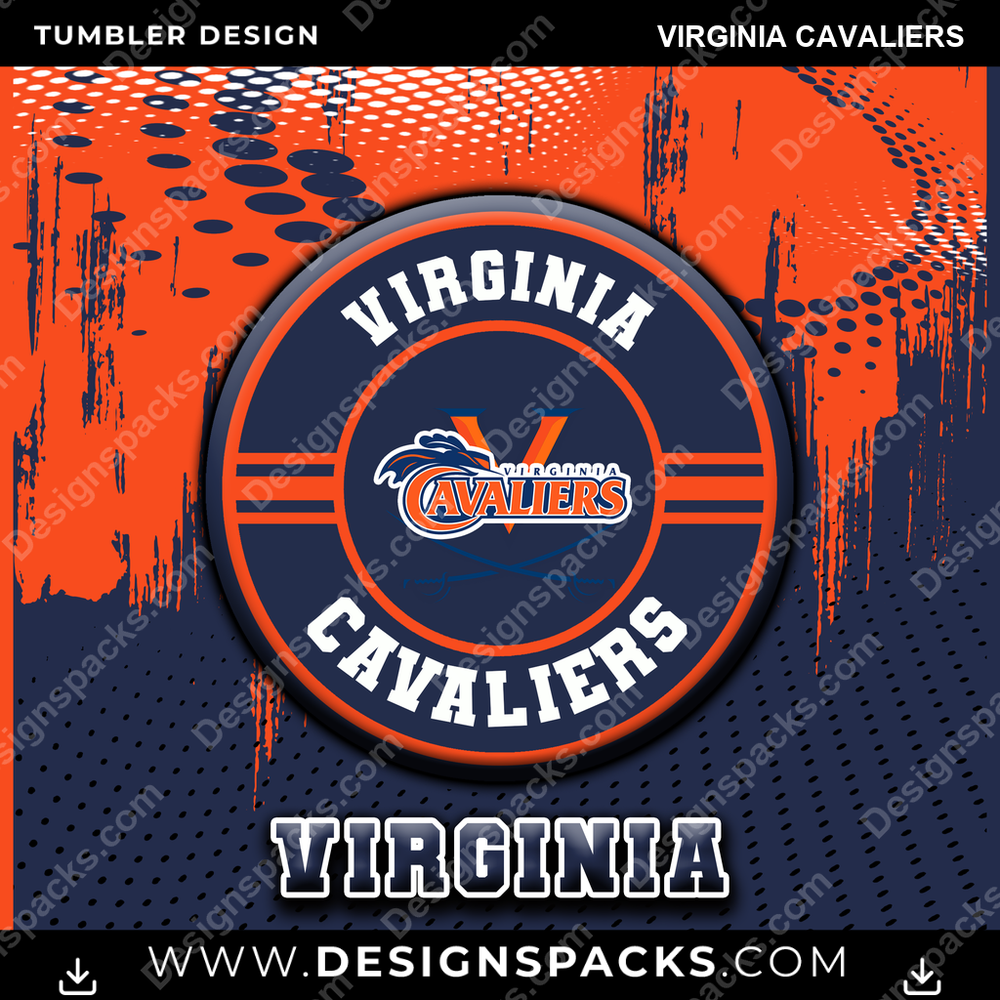 College Sport Dot Logo Virginia Cavaliers Tumbler Digital Wrap Design