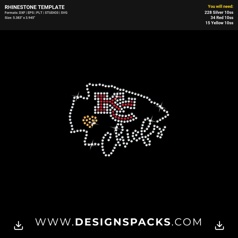Kansas City Chiefs Mask Rhinestone Digital Template