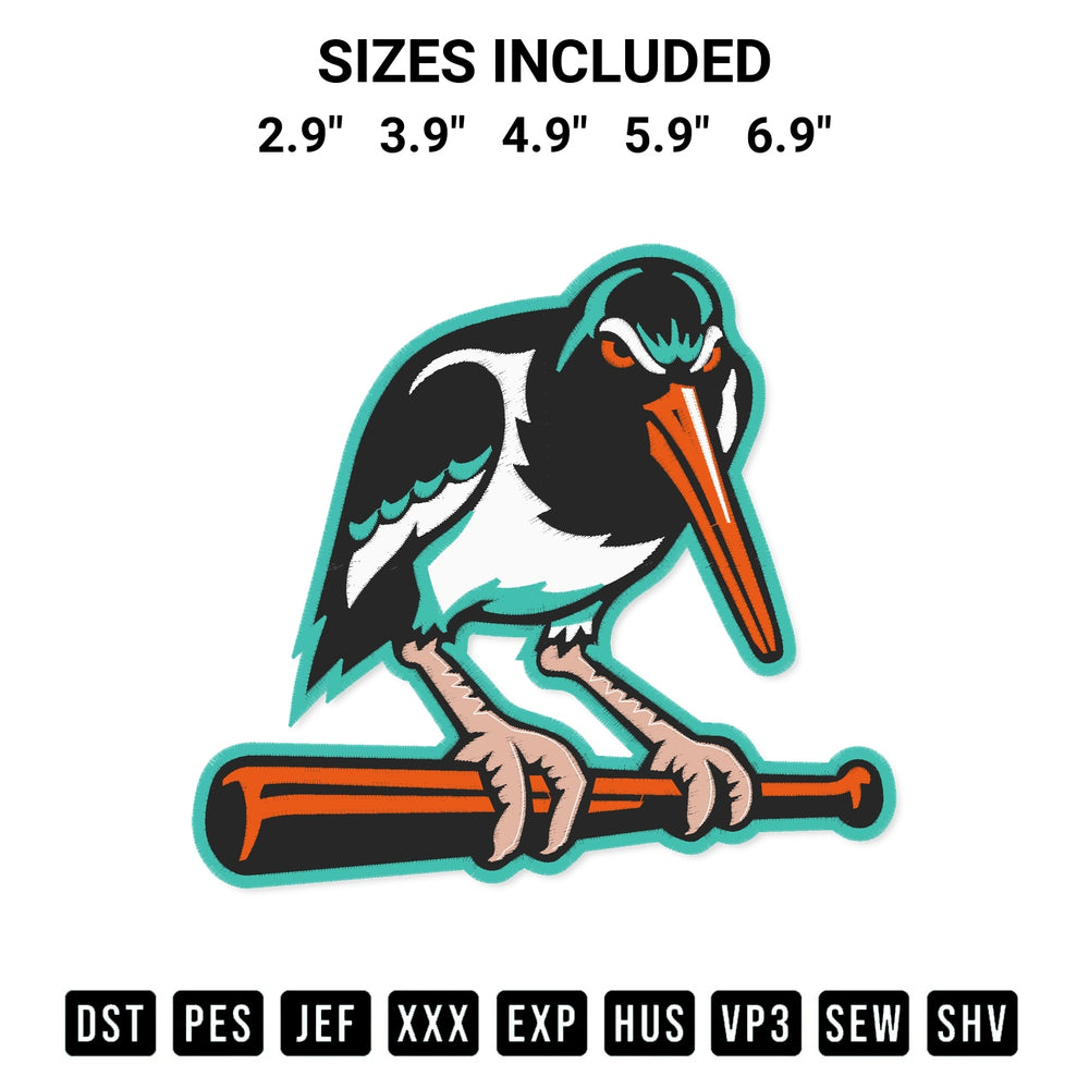 Add a unique touch to your apparel with the Chesapeake Baysox Oystercatchers Embroidery Design embroidery file. Premium instant download available now on Designspacks.com. Available sizes: 2.9", 3.9", 4.9", 5.9", 6.9".