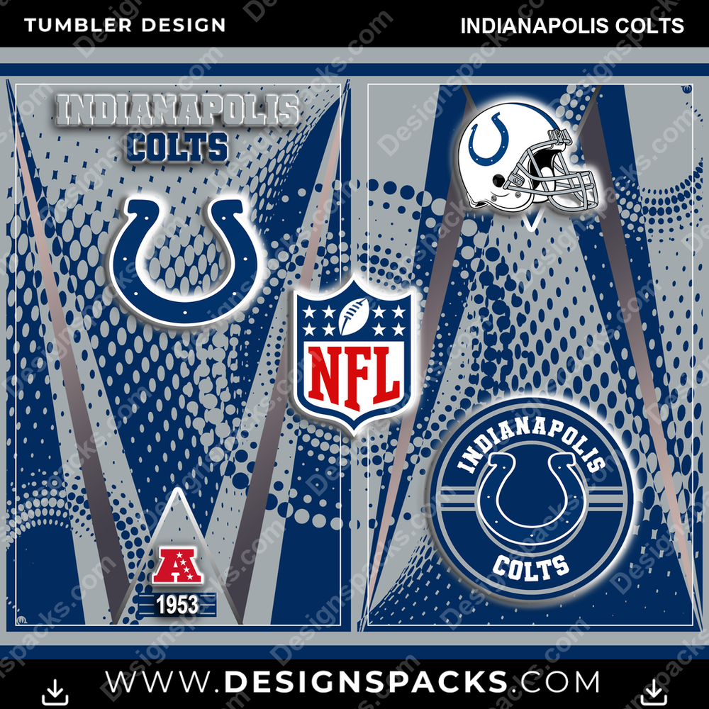 Football Team Logo Indianapolis Colts NFL Football Tumbler Digital Wrap Design Download