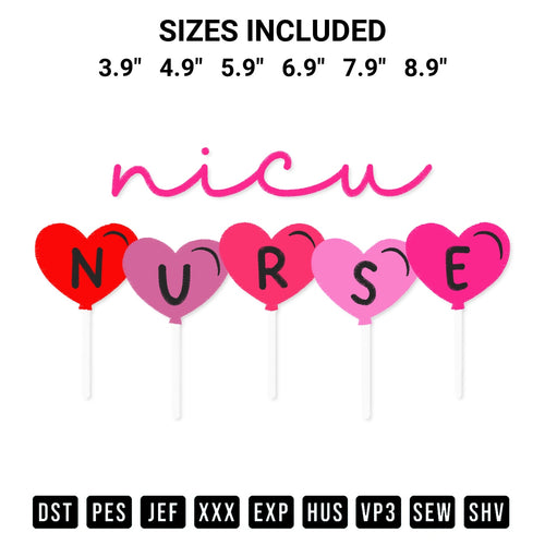 Add a unique touch to your apparel with the Nicu Nurse Hearts Embroidery Design embroidery file. Premium instant download available now on Designspacks.com. Available sizes: 3.9