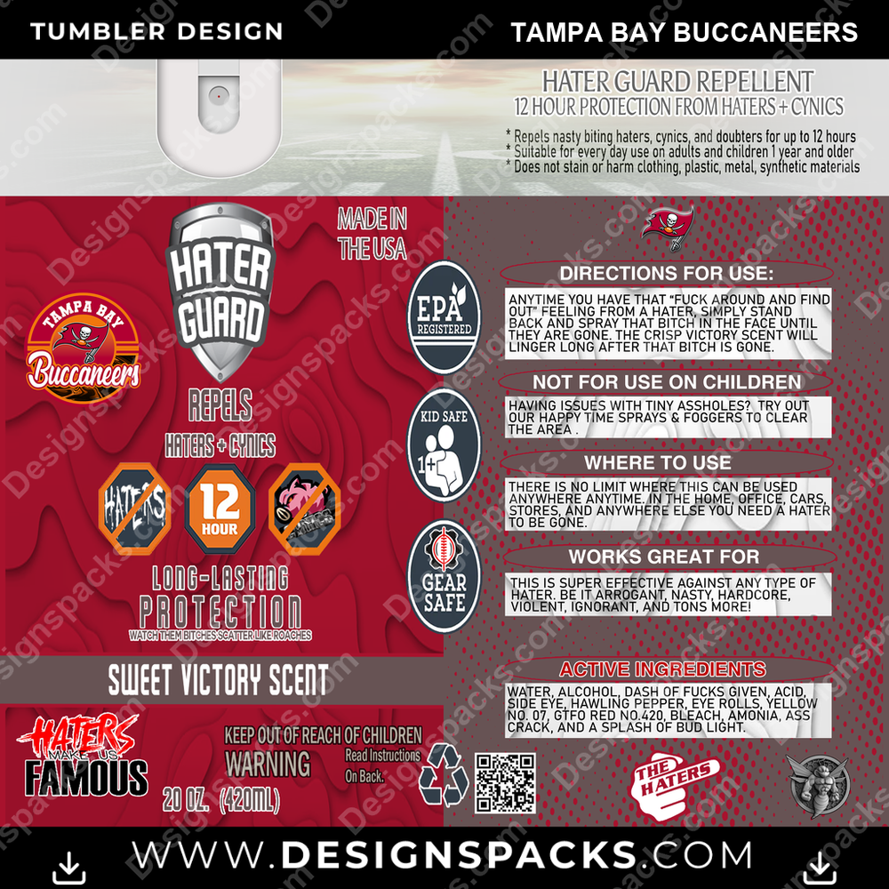 Football Hater Guard Tampa Bay Buccaneers Tumbler Digital Wrap Design